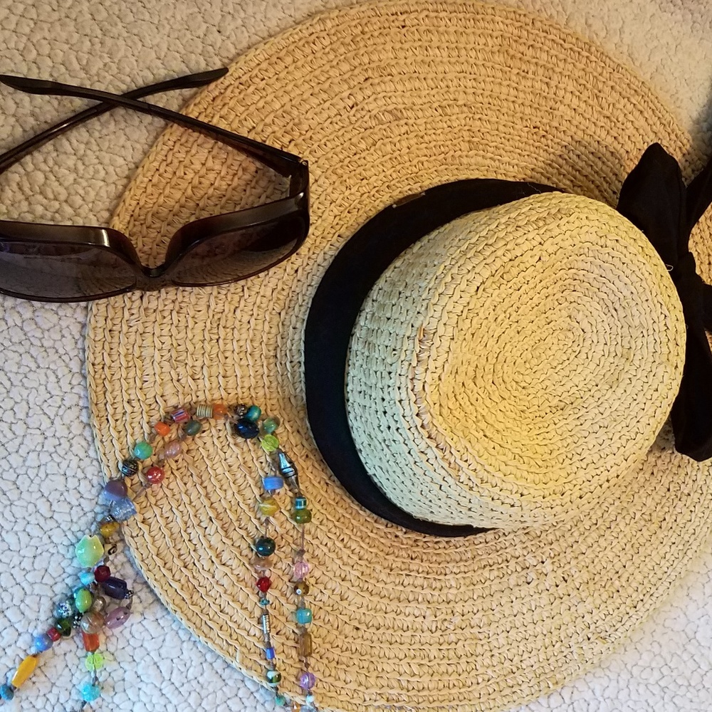 Perfect straw beach boho gypsy hippie hat w/ribbon